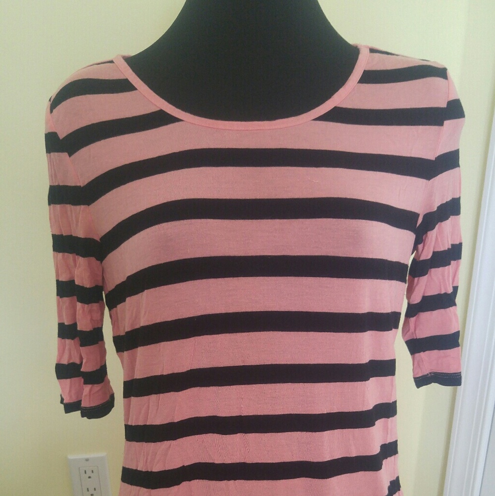 Basic Striped Quarter Sleeve Top